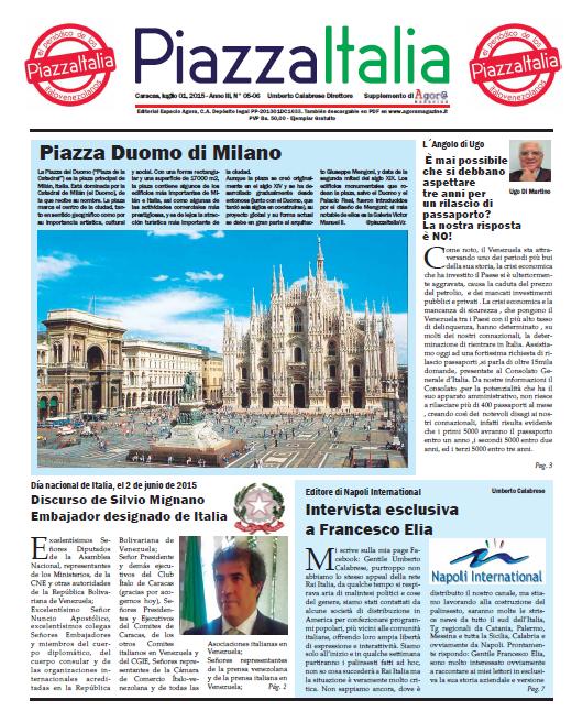 Piazza Italia luglio agosto 2015 copertina