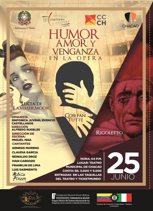 Ópera &quot;COSI FAN TUTTE&quot;, humor, amor y venganza; 25 de junio, Teatro Municipal de Chacao, 4:00 pm