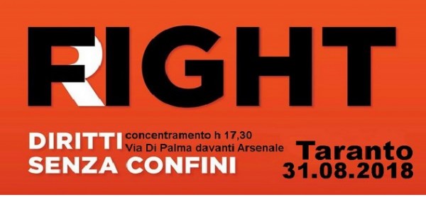 Fight Right Diritti senza confini, oggi Taranto manifestazione della rete antirazzista