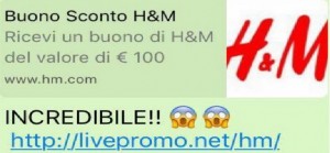 Truffe online con finti buoni “H &amp; M”. Falsi messaggi per buoni da 100 euro sui nostri dispostivi