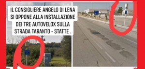 Strada Taranto - Statte - Il consigliere Angelo Di Lena si oppone all&#039;installazione dei tre autovelox