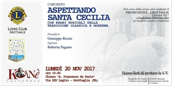 Grottaglie (Taranto) - «Aspettando Santa Cecilia» chiesa di S. Francesco di Paola concerto Giuseppe Riccio e Roberta Pagano