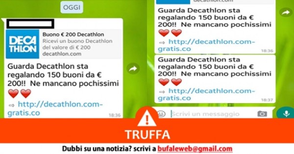 Truffe online con falsi “Voucher Decathlon”