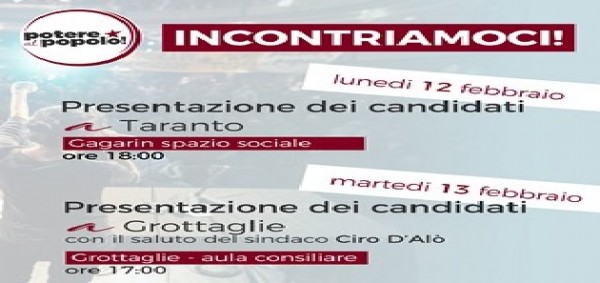 Taranto - Politiche 2018 Potere al Popolo presenta i candidati, mentre Dario Stefàno a Manduria parla di agricoltura