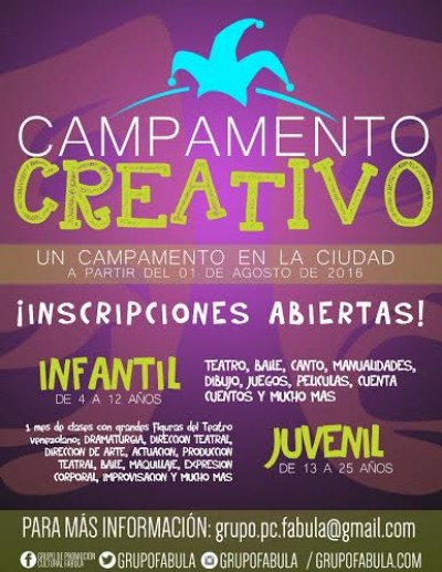 Este lunes inicia el Campamento Creativo del Teatro del Grupo Fábula