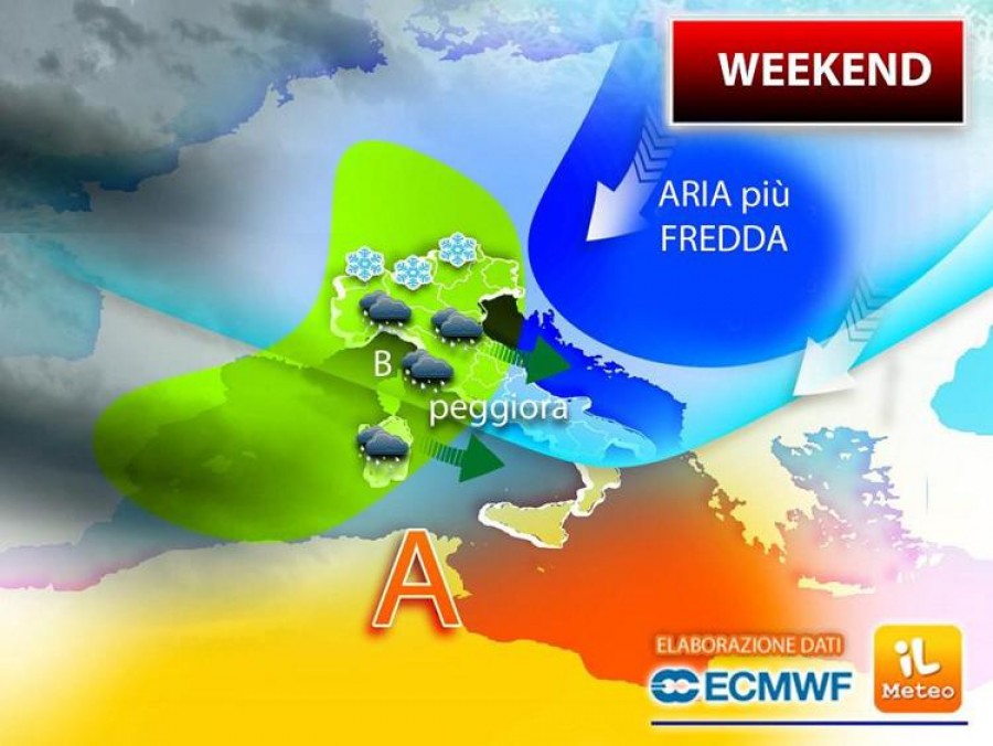 Pioggia, vento e poi neve da venerdì 5 marzo: ecco dove