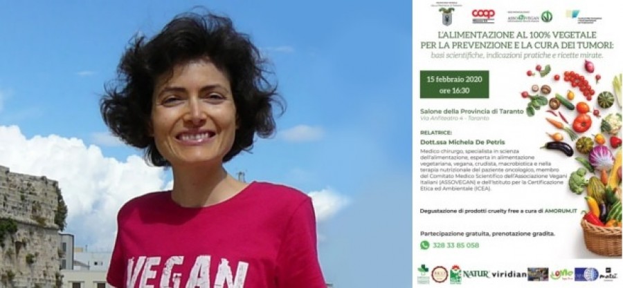 A Taranto la dott.ssa Michela De Petris: “L&#039;alimentazione al 100% vegetale vale per la prevenzione dei tumori”