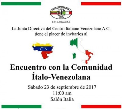 Encuentro con la Comunidad italiana sabato 23/09/ 11am. CIV de Caracas