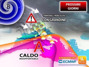 Mercoledì 4 agosto estremo, tra violenti temporali e grande caldo