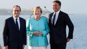 UE: Hollande-Merkel-Renzi a Ventotene, più cooperazione. Renzi:&quot;Dopo Brexit l&#039;Europa non è finita&quot;
