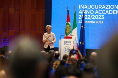 La titular de la Comisión Europea durante su discurso.