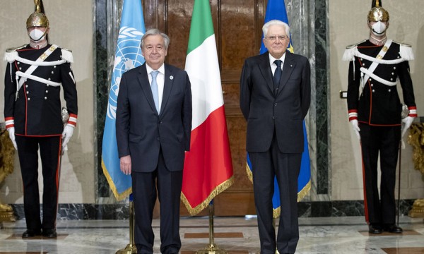  Il Presidente della Repubblica Sergio Mattarella con il Segretario generale dell&#039;Onu Antonio Guterres 