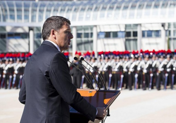 Matteo  Renzi a Firenze alla nuova sede della Scuola marescialli e brigadieri dei Carabinieri