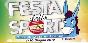 Martina Franca (Taranto) &quot;Festa dello sport 2019 - Divertiamoci Insieme &quot; si chiude lunedì 10 giugno