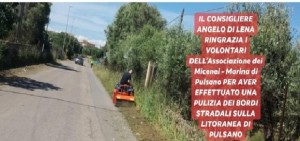 Pulsano - Volontari puliscono bordi stradali litoranea, il plauso del consigliere Di Lena