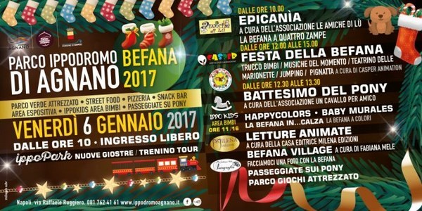 Venerdì 6 gennaio all&#039;Ippodromo di Agnano, festa dell&#039;epifania, giochi, letture, pony e food