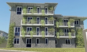 Il rendering della palazzina di Airuno