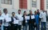 I leader dei partiti dell&#039;opposizione venezuelana ieri sotto al Palazzo presidenziale di Miraflores
