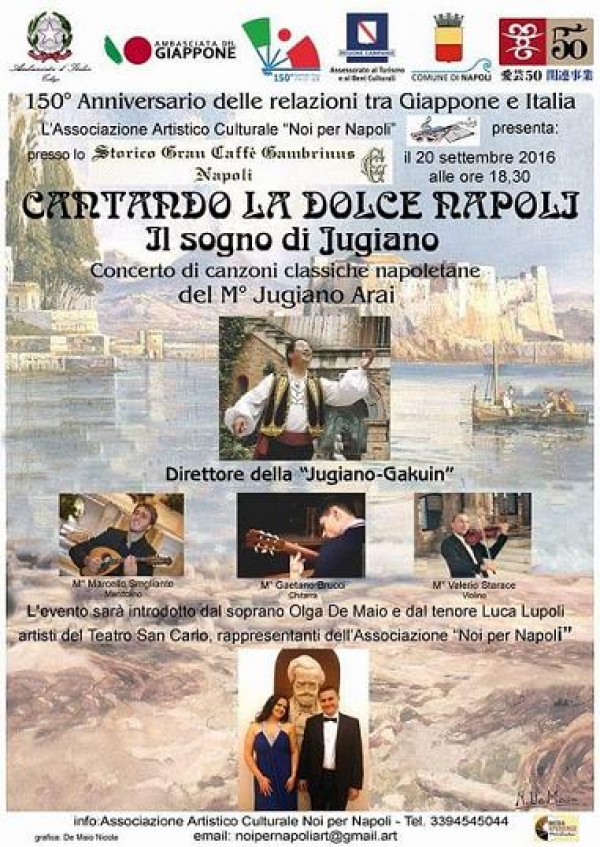 A Napoli &quot;Cantando la dolce Napoli&quot;, il sogno del Maestro giapponese Jugiano Arai Jugiano