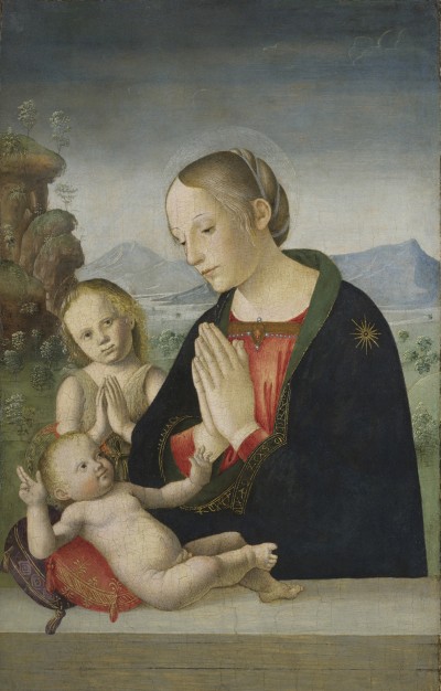 Antoniazzo Romano: La Vergine e san Giovannino in Adorazione del Bambino, tempera su tavola, 57 x 35,5 cm
