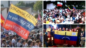 Venezolanos, hijos de portugueses, se hicieron notar en Fátima durante la misa que ofició el Papa y pidieron por la paz en Venezuela.