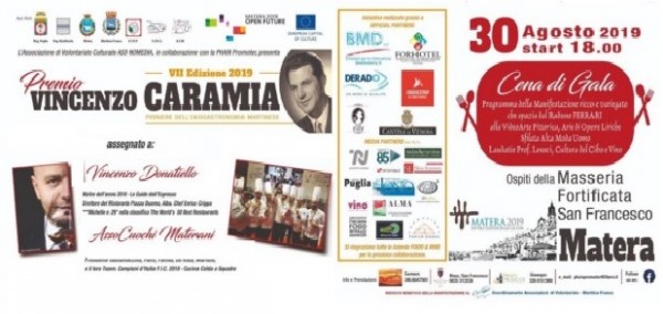 7° Premio “Vincenzo Caramia”  Si svolgerà a Matera, presso la Masseria Fortificata San Francesco
