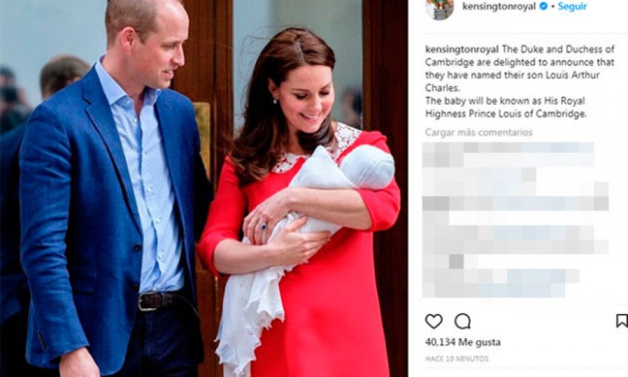 Louis Arthur Charles es el nombre del tercer hijo de Kate Middleton y Guillermo