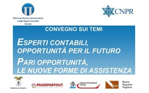 Taranto - Esperti contabili, opportunità e pari opportunità, nuove forme di assistenza