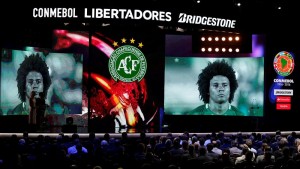 Stricken Chapecoense football club presented with the Copa Sudamericana trophy