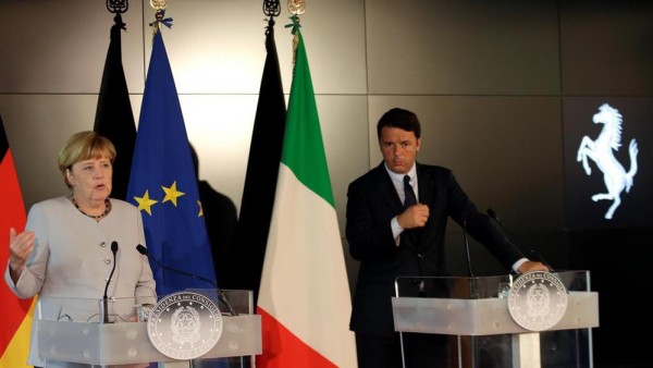 La conferenza stampa di Matteo Renzi e Angela Merkel