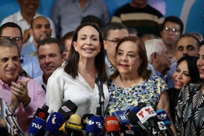 Maria Corina Machado leader dell&#039;opposizione venezuelana e Corina Yoris candidata alla presidenza dell&#039;oppozizione