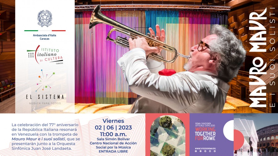 La Festa della Repubblica Italiana se celebrará en Venezuela con la trompeta de Mauro Maur y sus solistas