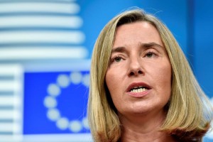 La máxima diplomática de la Unión Europea, la italiana Federica Mogherini, en una rueda de prensa en Bruselas 