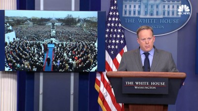 White House press secretary blasts media over Trump inauguration crowd