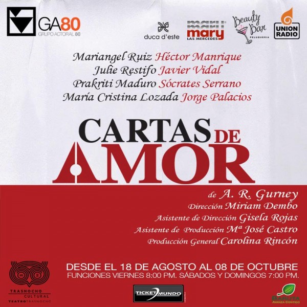 Grupo Actoral 80 Cartas de Amor de A.R. Gurney en el Trasnocho Cultural