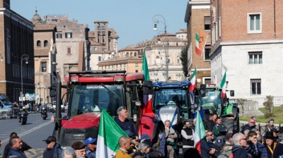 Los tractores en el centro de Roma.