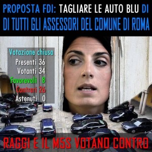 Taglio alle auto blu in Campidoglio Virginia Raggi e M5S dicono no!