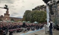 Salvini a largo Cairoli di Milano per la manifestazioe pro Israele