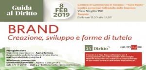 Venerdì 8 febbraio &quot;BRAND - Creazione, sviluppo e forme di tutela&quot; Camera di Commercio di Taranto