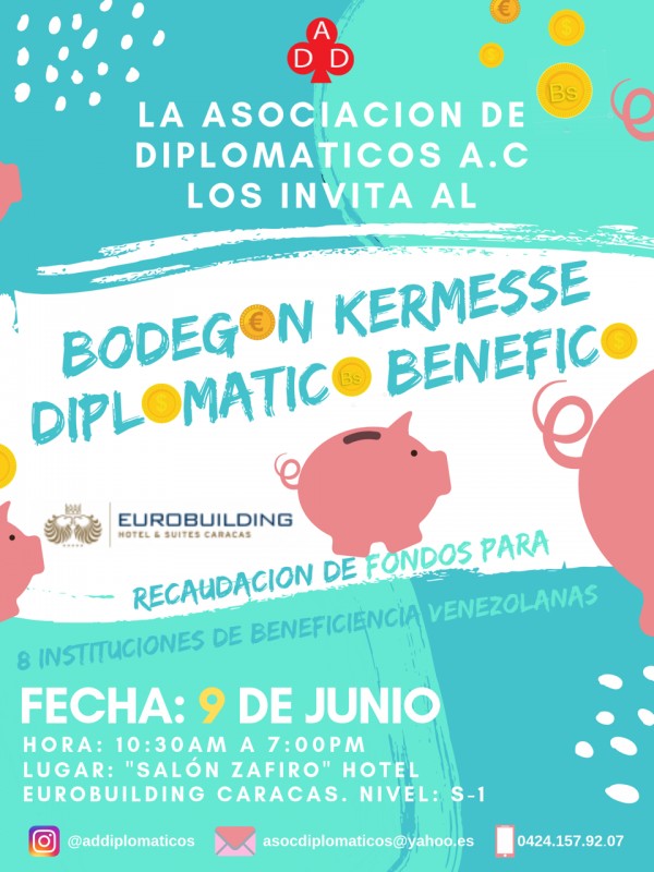 El Bodegón Kermesse Diplomático Benéfico se realizará el Domingo 9 de Junio en el Eurobuilding