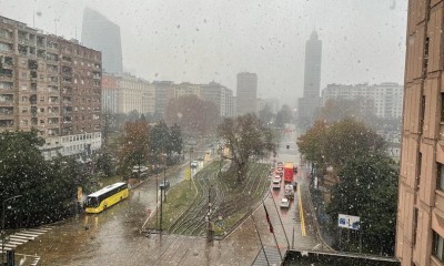 I primo fiocchi di neve su Milano nel giorno dell&#039;Immacolata 2021 