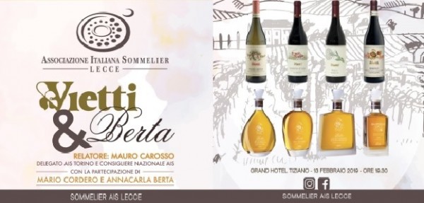 Sommelier “Il Piemonte nel bicchiere”, arrivano Vietti e Berta