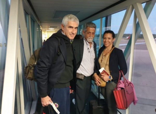 Il senatore Pier Ferdinando Casini con i due deputati italo-venezuelani del Parlamento del Venezuela  Amèrico De Grazia e Mariela Magallanes