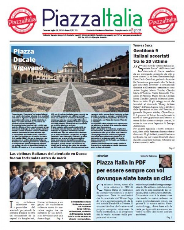 Piazza Italia &quot;el periodico de los italo venezolanos&quot; Luglio 2016 Edizione pdf