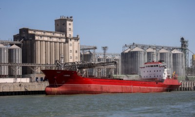 Nave in attesa di caricare grano in un porto ucraino sul Danubio