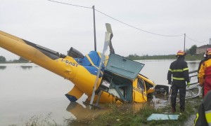 L&#039;elicottero caduto a Lugo di Romagna