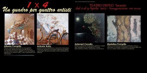 Taranto - 1x4, un quadro per quattro artisti: la mostra al Teatro Orfeo dal 2 al 9 aprile