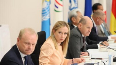 La premier Meloni en la cumbre del G7 en Hiroshima.
