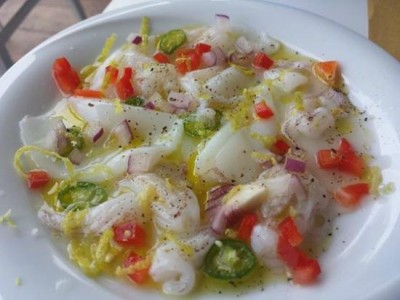 Calamares crudos  plato típicos de Pescara