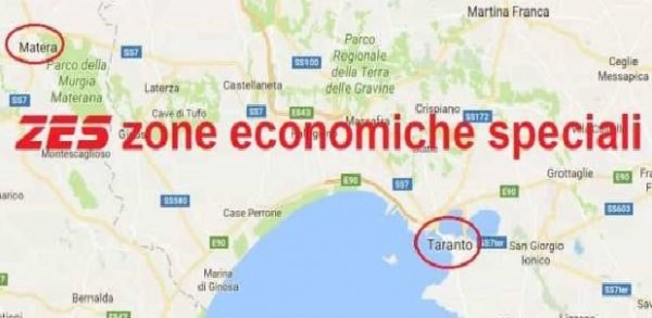 Grottaglie (Taranto) -  Zona economica speciale e viabilità aeroportuale.